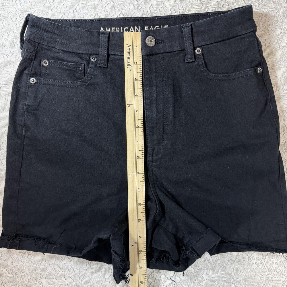 American Eagle Shorts Womens 29 Black Curvy Super Hi-Rise Shortie Cutoff Denim - Picture 3 of 10